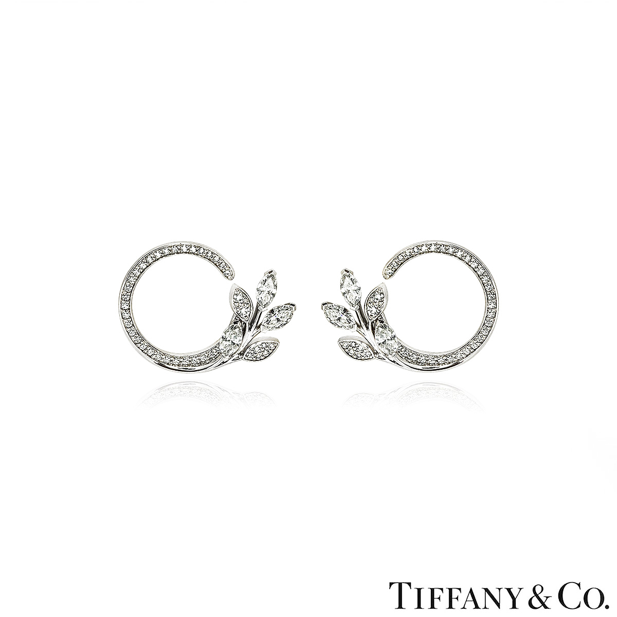 Tiffany & Co Platinum Victoria Diamond Vine Circle Earrings Tiffany & Co Platinum Victoria Diamond Vine Circle Earrings